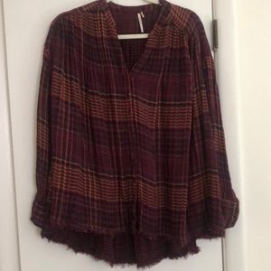 Free People Xs flannel flowy shirt
